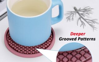 Silicone Thickened Drink Coasters with Holder Cup Mat Non-Slip Non-Stick Stay Put Deep Tray