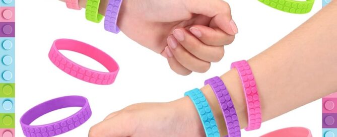Building Block Bracelets for Kids Stretchy Rubber Wristbands Colorful Silicone Brick Bracelets