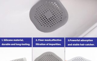 Drain Hair Catcher Silicone Hair Stopper with Suction Cup Square Shower Drain Cover