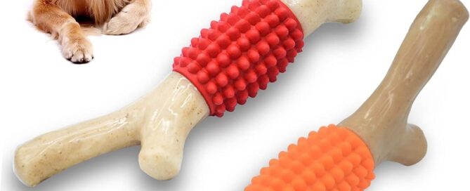 Rubber Granules Sleeve Dog Chew Toy for Chewers Rubber Teething Stick Cover