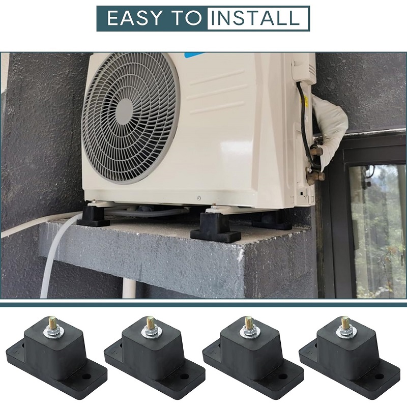 RecDec 4 Pack Mini Split Anti-Vibration Pads Wall Mounting Bracket Isolator Rubber Pad Damper Shock Absorbing Feet For Ductless Air Conditioner Heat Pump System Outdoor Condenser Unit A/C HVAC