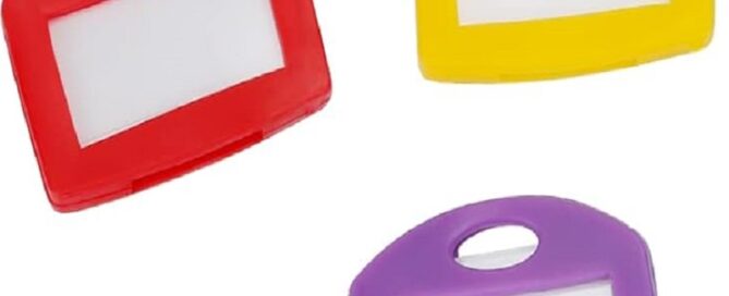 Silicone Key Cap Tags 1 Inch Key Covers Protectors with Blank Paper Labels and Clear Windows