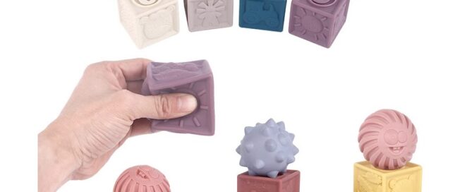 Baby Soft Building Blocks Building Silicone Brick Grip Toy 3D Silicone Cube Toys