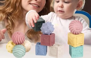 Baby Soft Building Blocks Building Silicone Brick Grip Toy 3D Silicone Cube Toys