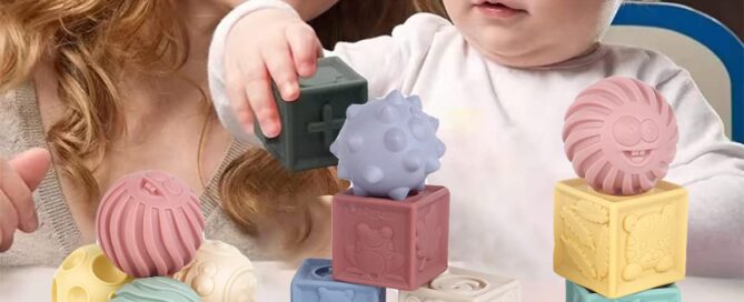 Baby Soft Building Blocks Building Silicone Brick Grip Toy 3D Silicone Cube Toys