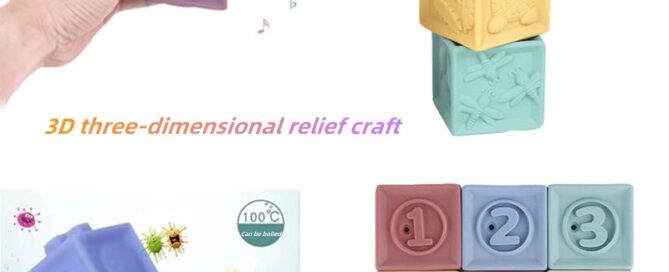 Baby Soft Building Blocks Building Silicone Brick Grip Toy 3D Silicone Cube Toys