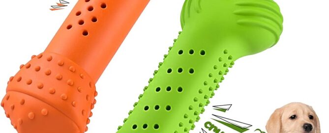 Durable Dog Bones Dog Chew Toys for Teething Natural Rubber Tough Puppy Teething Toys