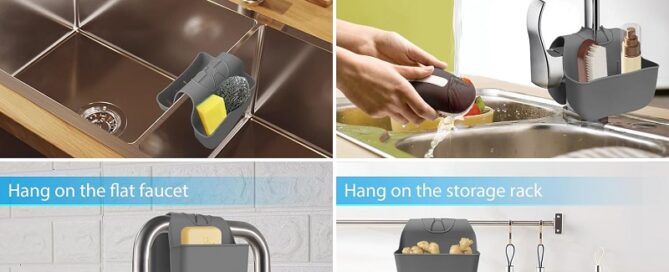 Moldable Rubber Holder for Kitchen Sink Silicone Sink Saddle Caddy Organizer Rack