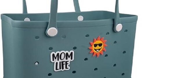 Rubber Beach Tote Bag Waterproof Washable Durable Open Silicone Purses with Zipper Pocket
