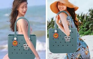 Rubber Beach Tote Bag Waterproof Washable Durable Open Silicone Purses with Zipper Pocket