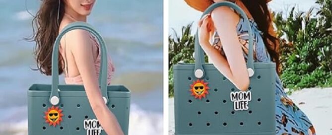Rubber Beach Tote Bag Waterproof Washable Durable Open Silicone Purses with Zipper Pocket