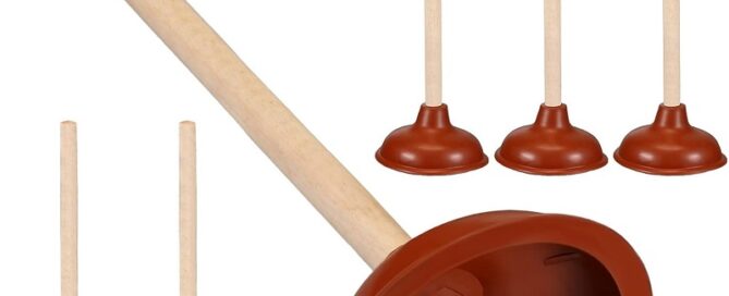 Toilet Rubber Plunger with Wooden Handle Force Suction Cup Rubber Toilet Plunger