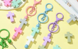 Door Rubber Beading Cross Silicone Focal Beads for Pens Soft Rubber Loose Silicone Beads for Keychain