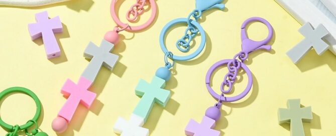 Door Rubber Beading Cross Silicone Focal Beads for Pens Soft Rubber Loose Silicone Beads for Keychain