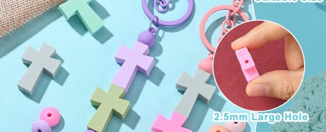 Door Rubber Beading Cross Silicone Focal Beads for Pens Soft Rubber Loose Silicone Beads for Keychain