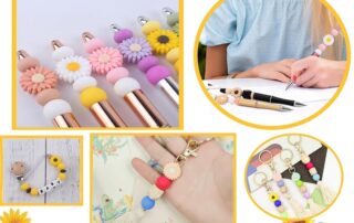 Door Rubber Beading Focal Silicone Beads for Keychain Sunflowers Silicone Focal Beads for Pens