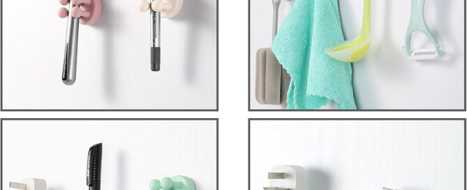 Silicone Toothbrush Holders Multi-Function Silicone Wall Mounted Hook Self Adhesive Wall Mounted