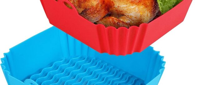 Square Silicone Air Fryer Liners 8 Inch Reusable Air Fryer Pot Mat Insertion Rubber Sheet
