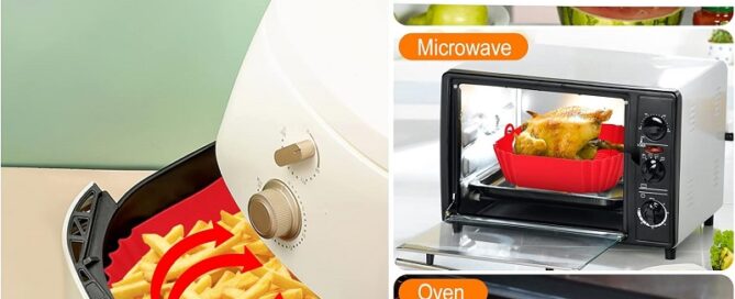 Square Silicone Air Fryer Liners 8 Inch Reusable Air Fryer Pot Mat Insertion Rubber Sheet