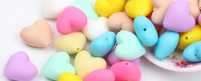 Heart Silicone Beads Mix Color Silicone Beads Colorful Shaped Beads for DIY Craft Lanyard Necklace