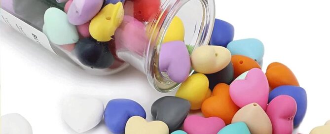 Heart Silicone Beads Mix Color Silicone Beads Colorful Shaped Beads for DIY Craft Lanyard Necklace
