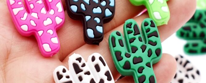 Silicone Focal Bead Leopard Cactus Cute Loose Beads Silicone Bead Tool For DIY Pens Lanyard