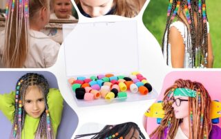 Silicone Hair Beads for Kids Girls Braids Soft Colorful Silicone Bead Tool