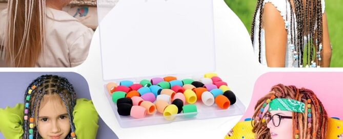 Silicone Hair Beads for Kids Girls Braids Soft Colorful Silicone Bead Tool