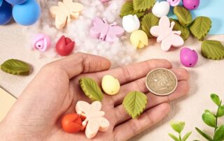 Tulip Butterfly Leaf Silicone Focal Beads Flower Silicone Beads Loose Spacer Beads for Jewelry Making