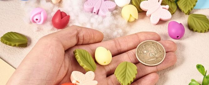 Tulip Butterfly Leaf Silicone Focal Beads Flower Silicone Beads Loose Spacer Beads for Jewelry Making
