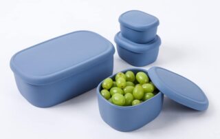 BLUE Nesting Silicone Containers Hard-Shell Silicone Food Storage Containers