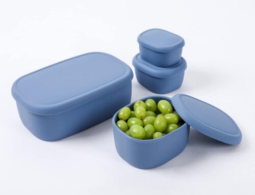 BLUE Nesting Silicone Containers Hard-Shell Silicone Food Storage Containers