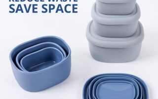 BLUE Nesting Silicone Containers Hard-Shell Silicone Food Storage Containers