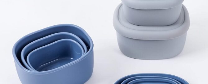 BLUE Nesting Silicone Containers Hard-Shell Silicone Food Storage Containers