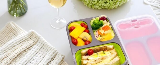 Fuji Silicone Tool Collapsible Silicone Bento Lunch Boxes Lunch Food Storage Containers