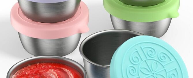 Salad Dressing 50ml Small Containers with Silicone Lids Silicone and Stainless Steel Condiment Cup