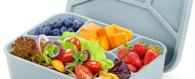 Silicone Bento Box 4 Compartment Leakproof Lunch Box With Lid 42 Oz Unbreakable Storage Container