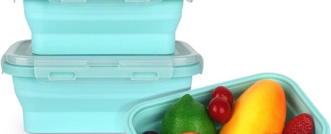Silicone Lunch Box Bento Box Collapsible Folding Food Storage Container with Lids