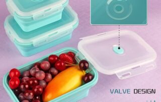 Silicone Lunch Box Bento Box Collapsible Folding Food Storage Container with Lids