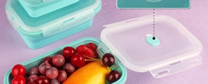 Silicone Lunch Box Bento Box Collapsible Folding Food Storage Container with Lids