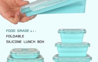 Silicone Lunch Box Bento Box Collapsible Folding Food Storage Container with Lids