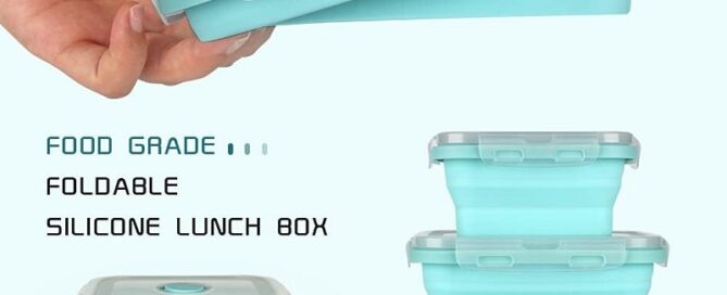 Silicone Lunch Box Bento Box Collapsible Folding Food Storage Container with Lids