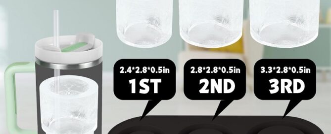 Silicone Ice Cube Tray for Stanley Cup Stanley multi-purpose Silicone 3 Pcs Cylinder Ice Mold for Freezer