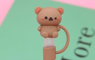 Teddy Bear 10mm Silicone Straw Cover Cap Stanley Multi-purpose Silicone Reusable Straws Tip Lids