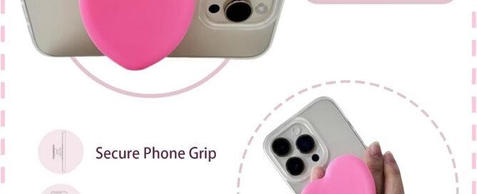 Cute Heart Shape Silicone Cover Mobile Phone Silicone Socket Grip Stand Holder