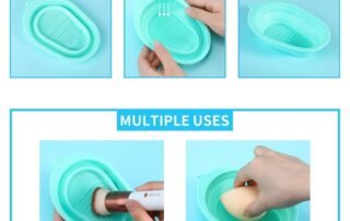 Foldable Silicone Makeup Brush Cleaner Pad Bowl Portable Mat Scrubber Cleaning Tool for Makeup Brushes
