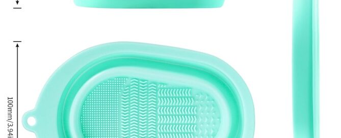 Foldable Silicone Makeup Brush Cleaner Pad Bowl Portable Mat Scrubber Cleaning Tool for Makeup Brushes