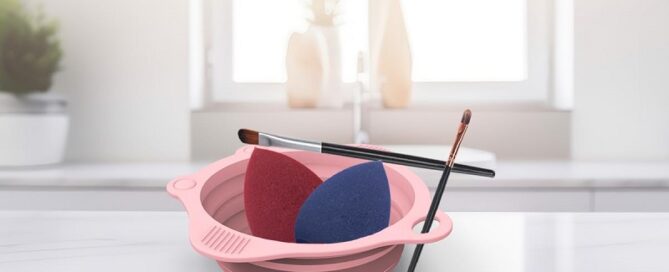 Foldable Silicone Makeup Brush Cleaner Pad Bowl Round Portable Scrubber Cleaning Tool for Makeup Brushes
