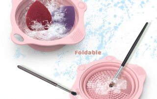 Foldable Silicone Makeup Brush Cleaner Pad Bowl Round Portable Scrubber Cleaning Tool for Makeup Brushes