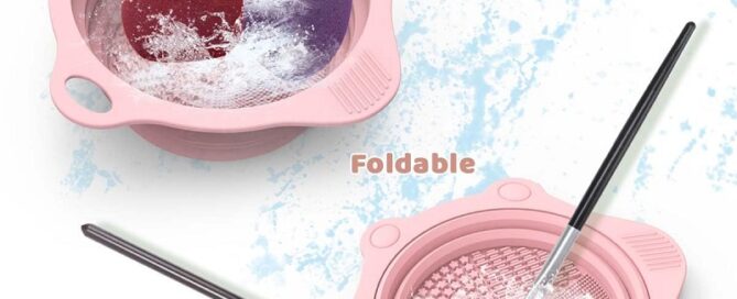 Foldable Silicone Makeup Brush Cleaner Pad Bowl Round Portable Scrubber Cleaning Tool for Makeup Brushes